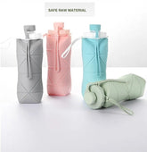 Silicone Folding Water Bottle | Collapsible & Reusable Travel Bottle | Space-Saving Design | Random Color - Izhar Online Mart