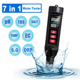 7 in 1 Water Quality Tester Meter Pen Diaital LCD PH / TDS / EC / ORP / TEMP / SG / Salinity Test Testing - Izhar Online Mart