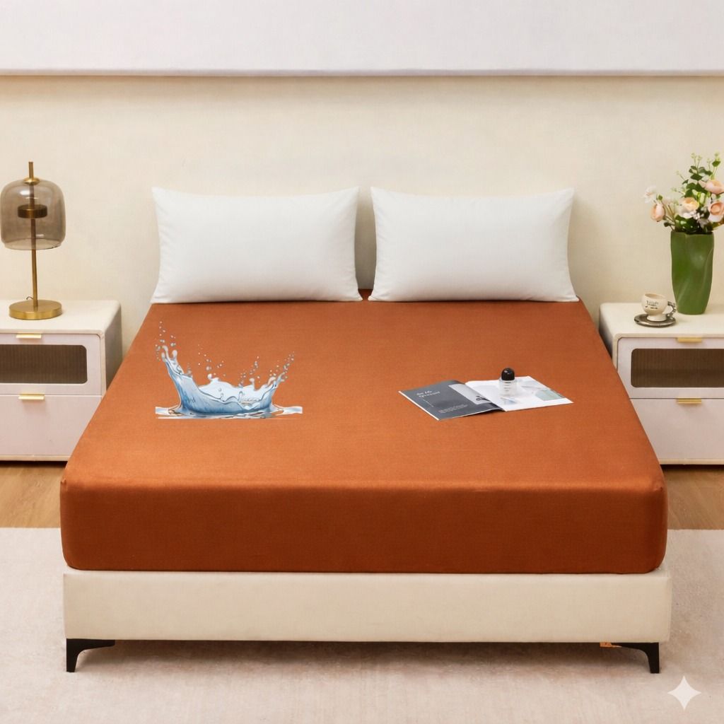 Waterproof Terry Mattress Protector – King Size (72 x 78 Inches, Fits Up To 8" Depth) - Brown - Izhar Online Mart