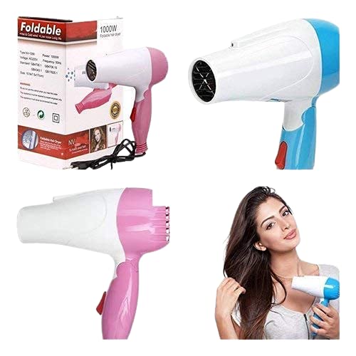 Nova Foldable Hair Dryer NV 1290 - Grooming Accessory Designed For Hair Drying And Daily Styling Routine (Random Color) - Izhar Online Mart