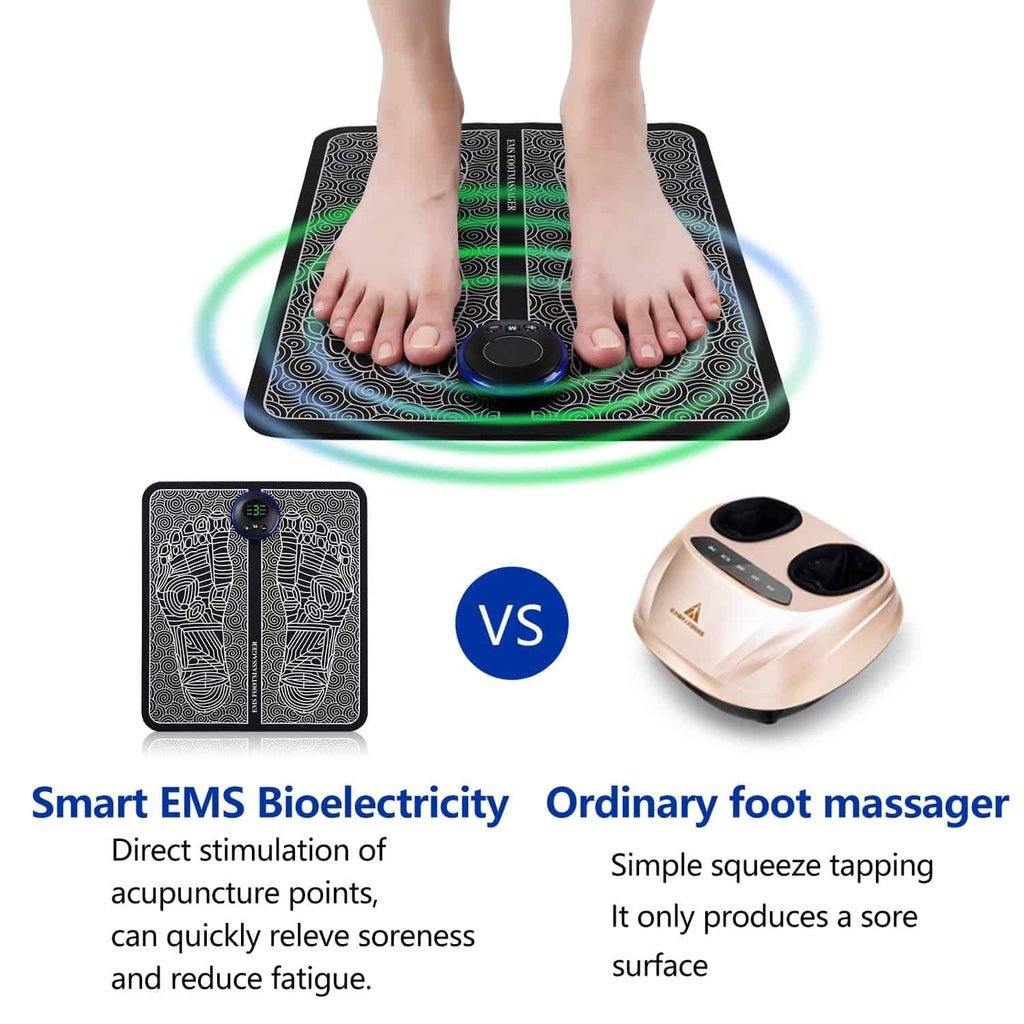 EMS Foot Massager Mat Electric USB Charging Smart Display Tens Acupuncture Feet Cushion Blood Circulation Pad Health Care Home - Izhar Online Mart