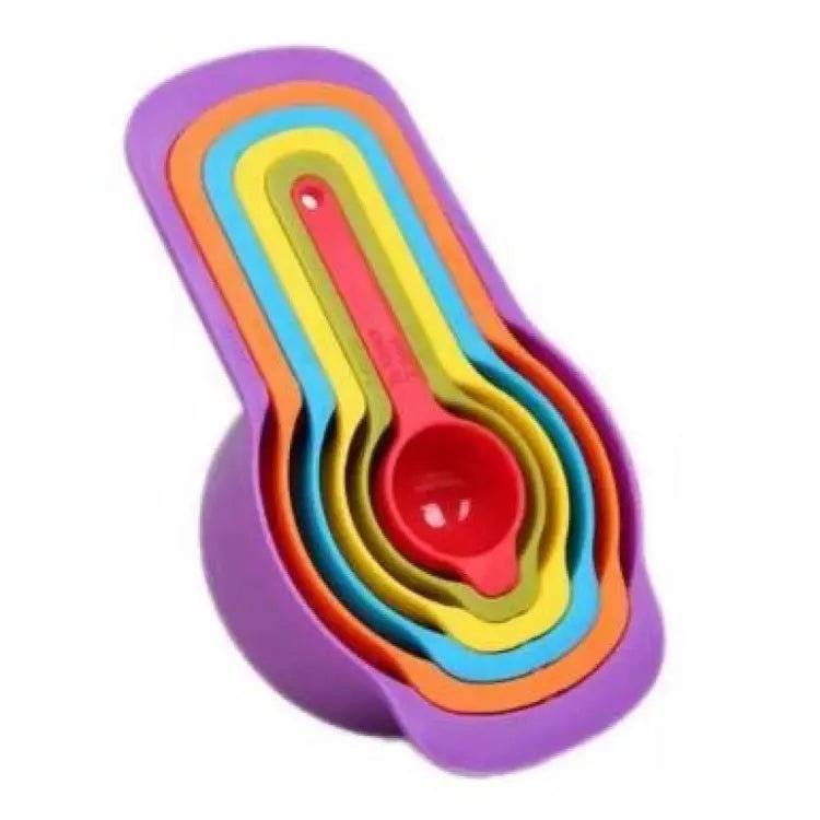 Measuring Cup And Spoon Set - 6Pcs (random colors) - Izhar Online Mart