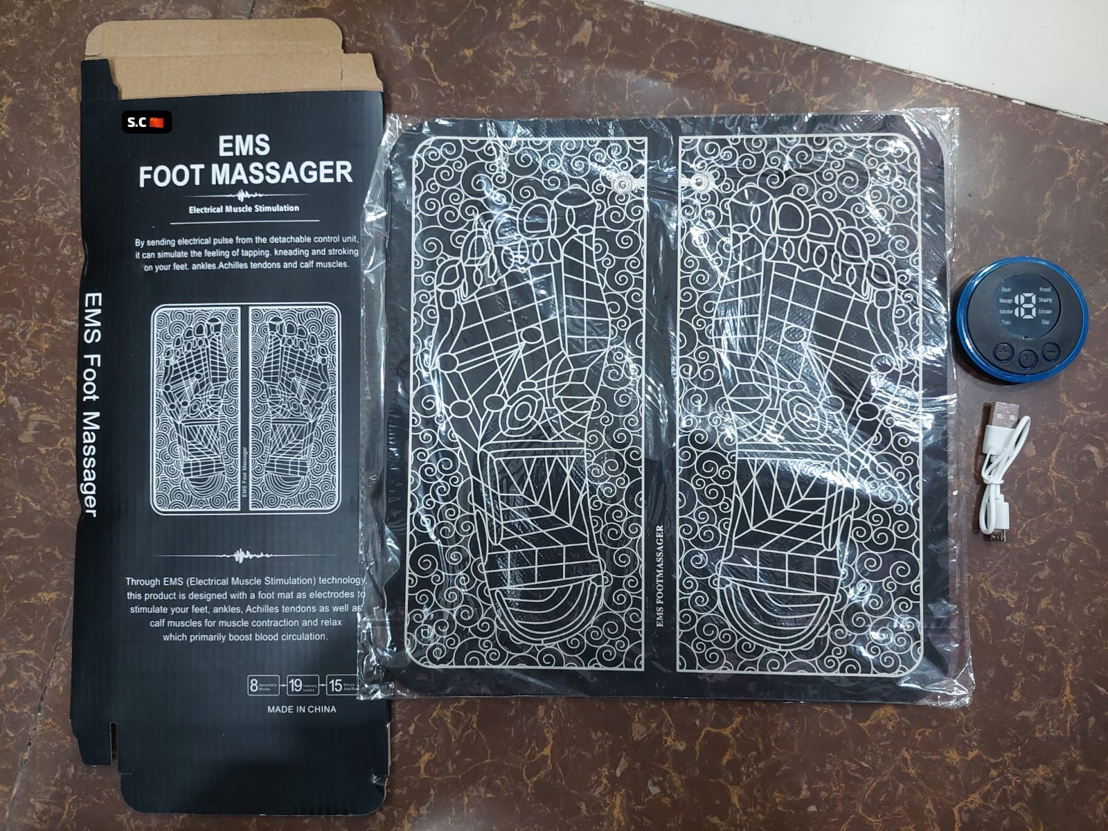 EMS Foot Massager Mat Electric USB Charging Smart Display Tens Acupuncture Feet Cushion Blood Circulation Pad Health Care Home - Izhar Online Mart