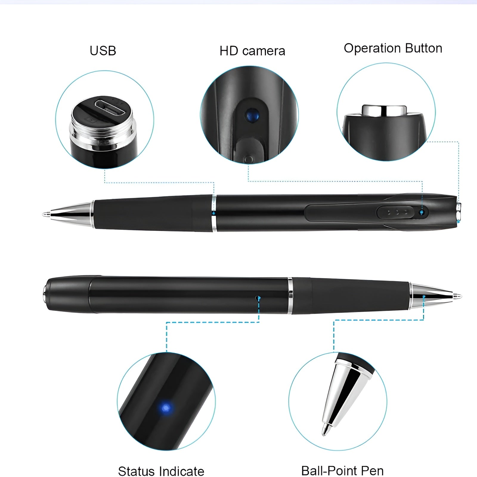 V8 HD 1080P Camera Pen with Voice Recording Video Photo Capture USB Rechargeable Ballpoint Pen - Izhar Online Mart