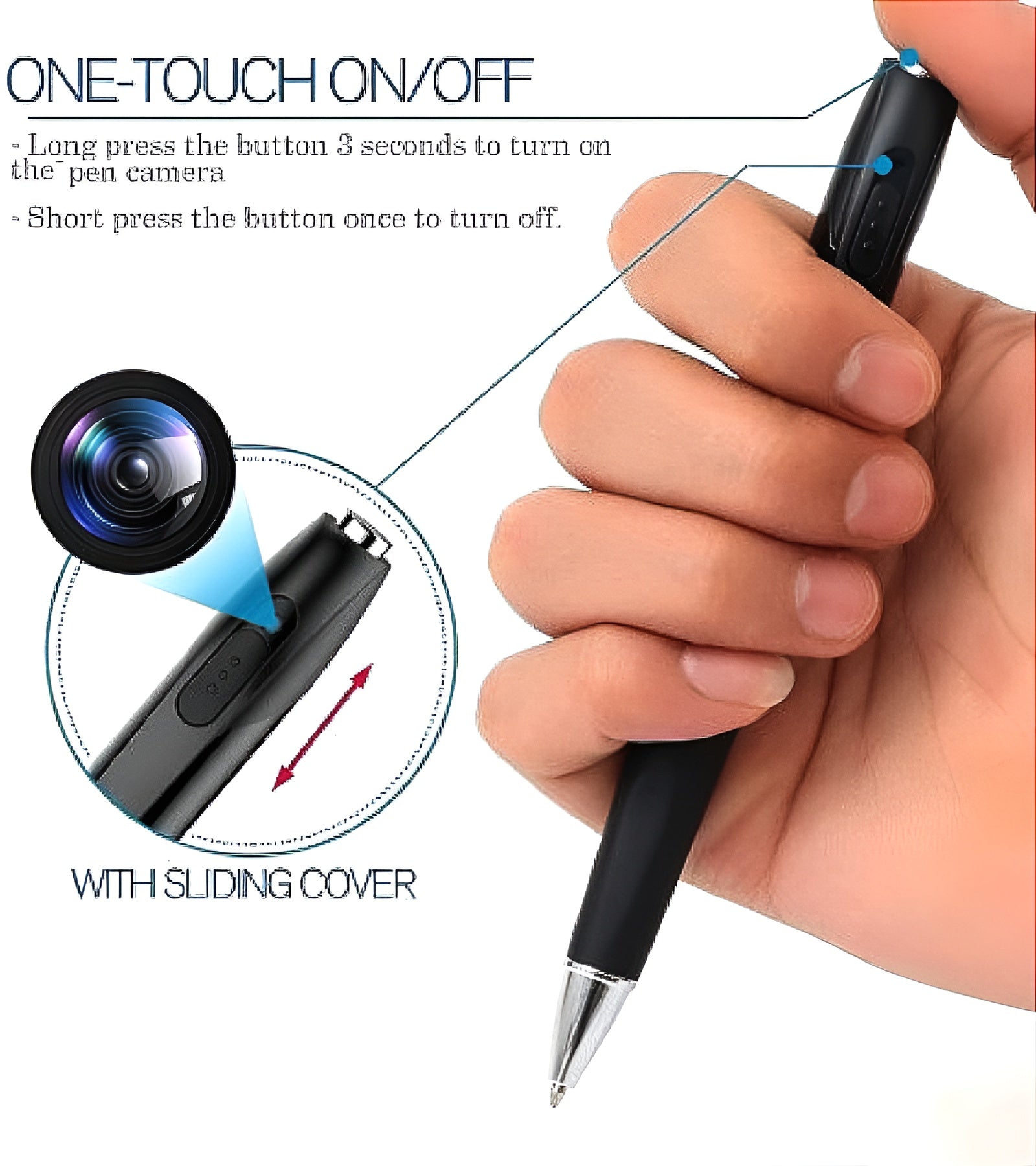 V8 HD 1080P Camera Pen with Voice Recording Video Photo Capture USB Rechargeable Ballpoint Pen - Izhar Online Mart
