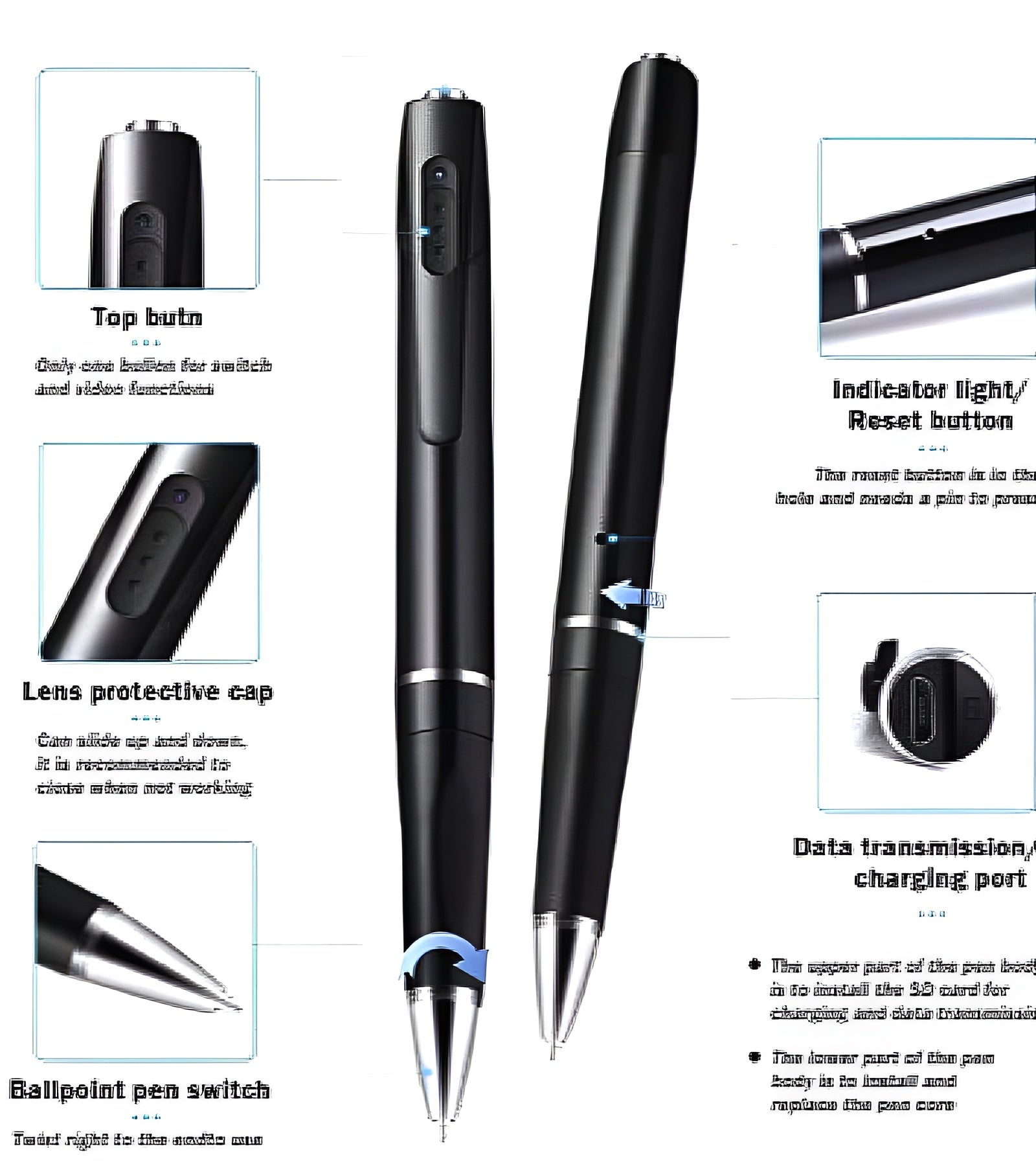 V8 HD 1080P Camera Pen with Voice Recording Video Photo Capture USB Rechargeable Ballpoint Pen - Izhar Online Mart