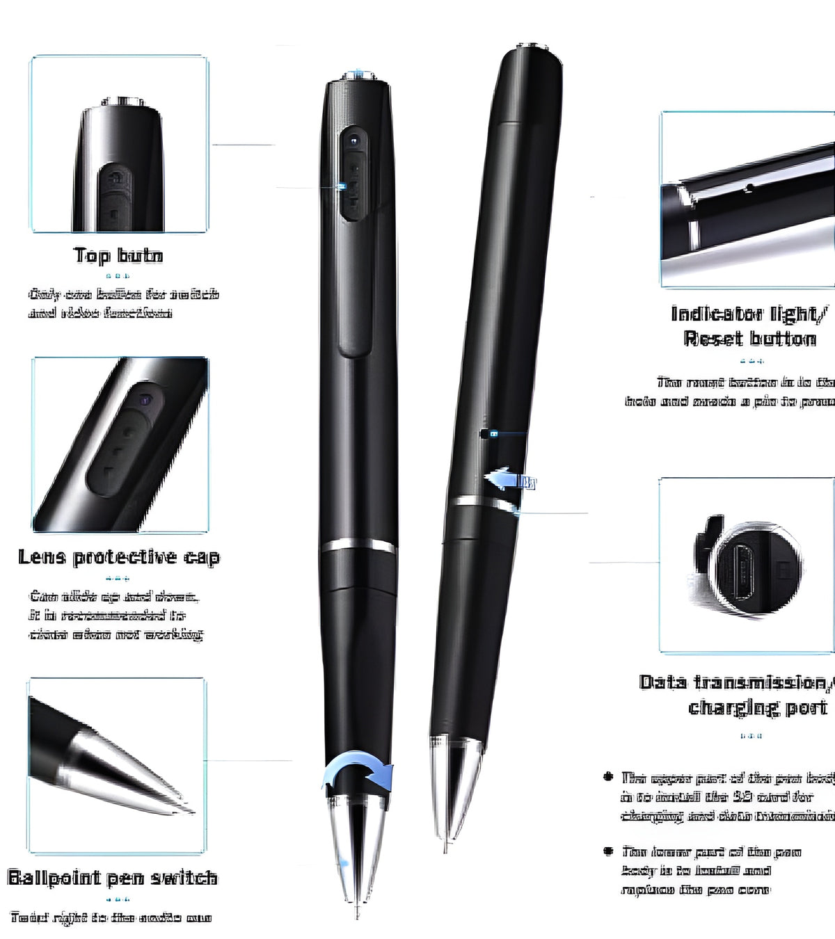 V8 HD 1080P Camera Pen with Voice Recording Video Photo Capture USB Rechargeable Ballpoint Pen - Izhar Online Mart
