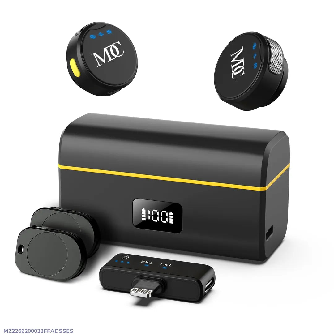 M9 Pro wireless lavalier microphone with charging case