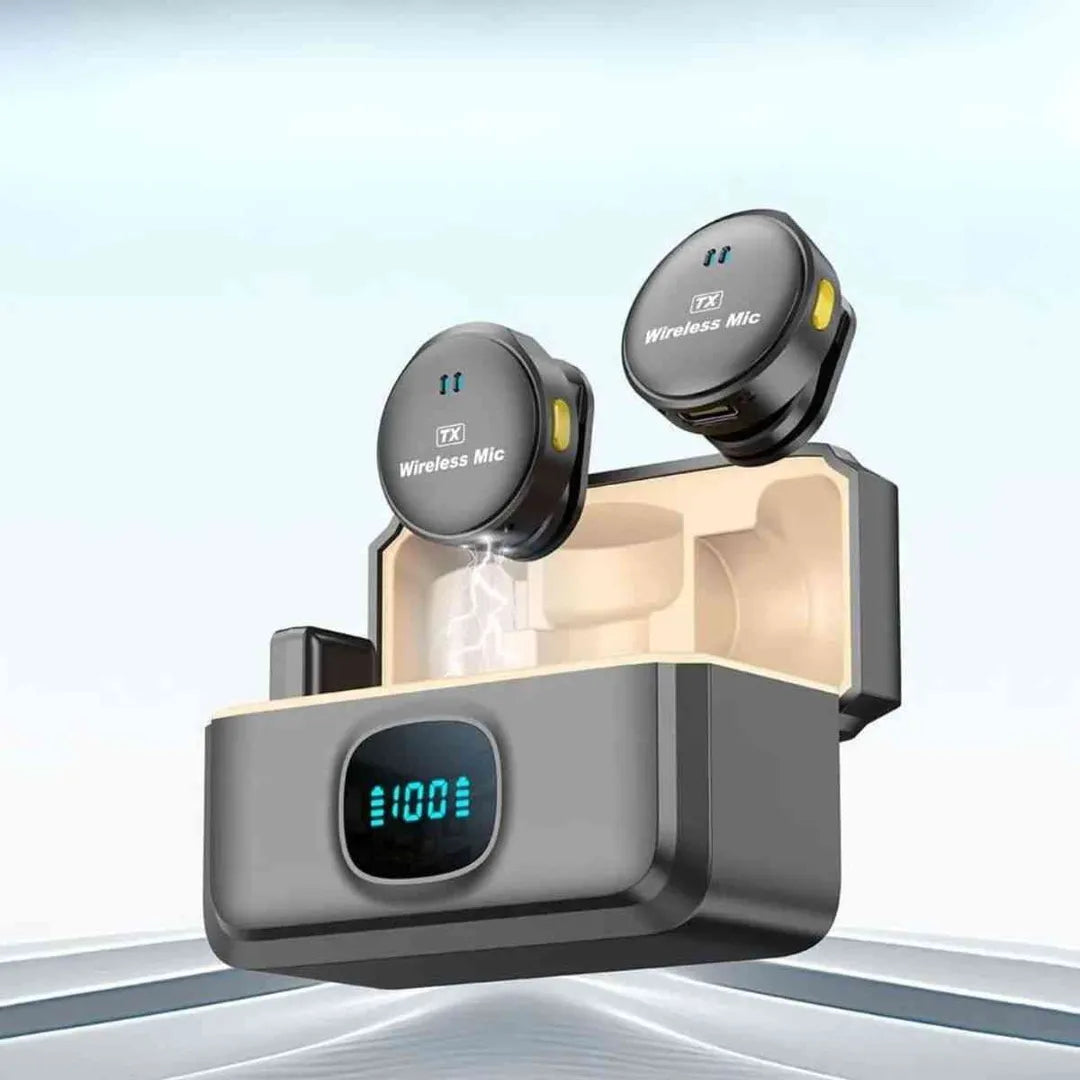 M9 Pro wireless microphone charging case and accessories