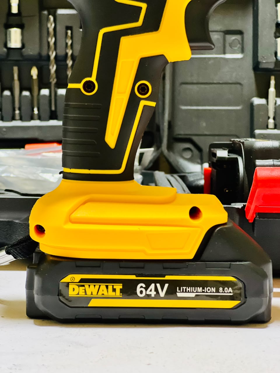 DeWalt 64V Cordless Drill Machine With 2 Lithium-Ion Batteries Charger 20-Piece Drill Bits Screwdriver Heads And Extender Kit - Izhar Online Mart
