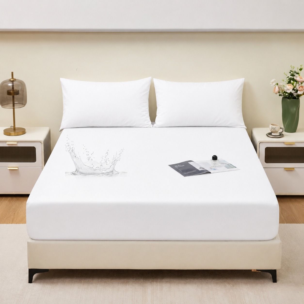 Waterproof Terry Mattress Protector – King Size (72 x 78 Inches, Fits Up To 8" Depth) - Brown - Izhar Online Mart