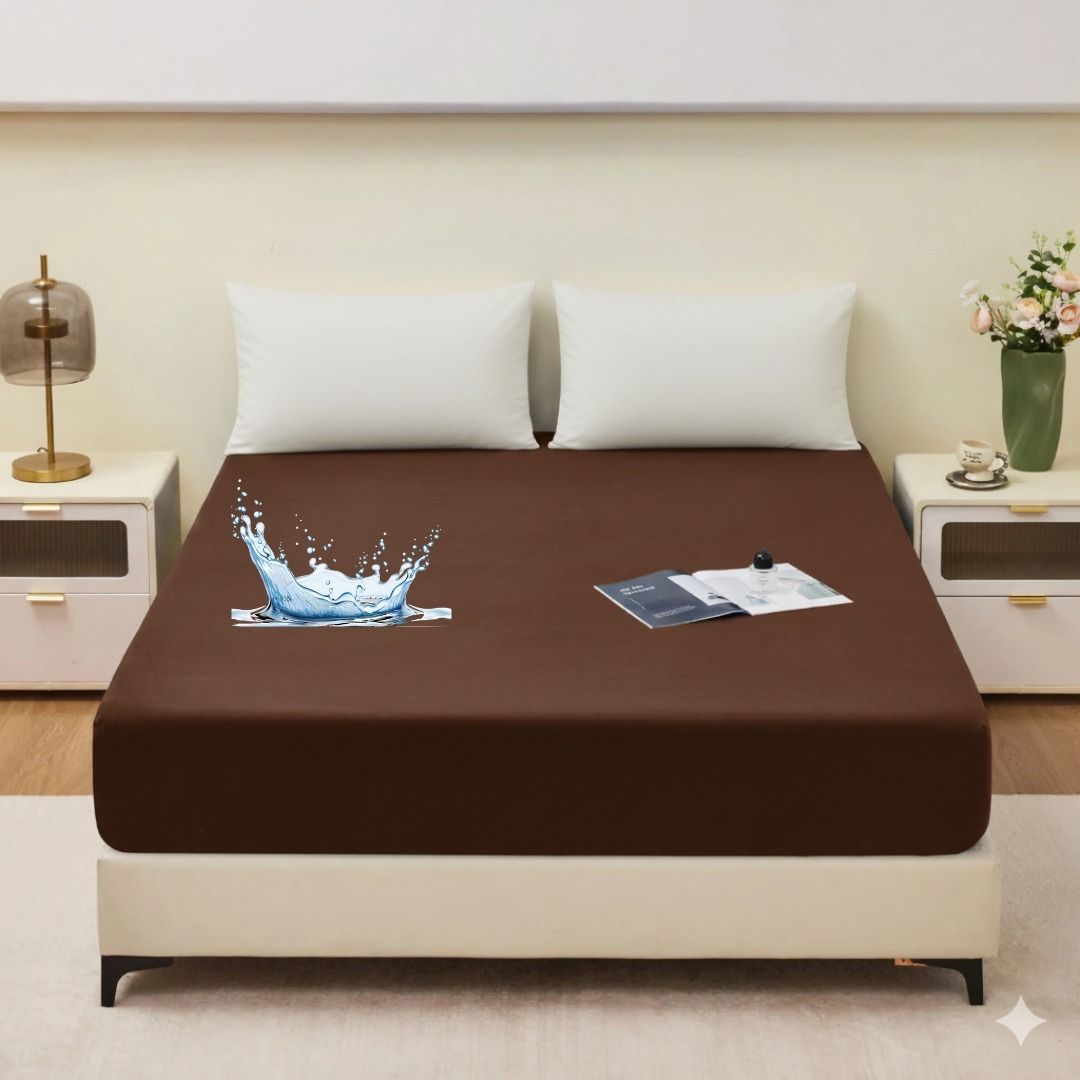 Waterproof Terry Mattress Protector – King Size (72 x 78 Inches, Fits Up To 8" Depth) - Brown - Izhar Online Mart