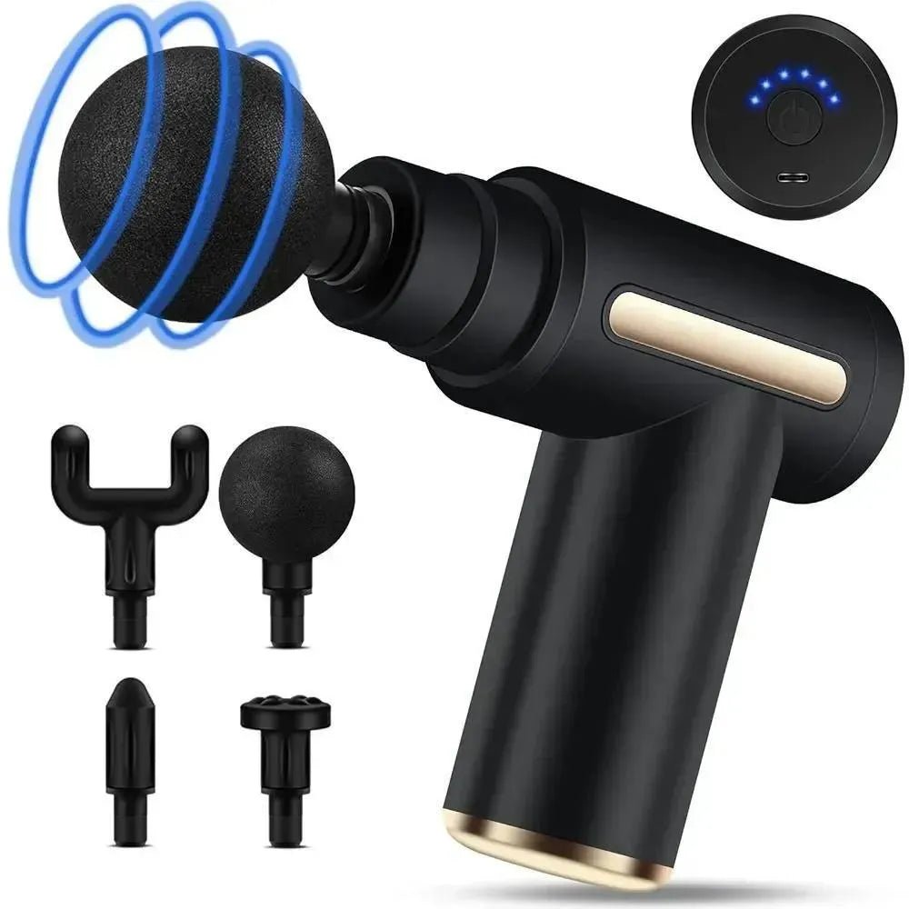 4-in-1 Gun Massager With 5 Speed Modes | Rechargeable Gun Massager Machine For Foot and Neck Massage | Gun Massager Machine - Izhar Online Mart