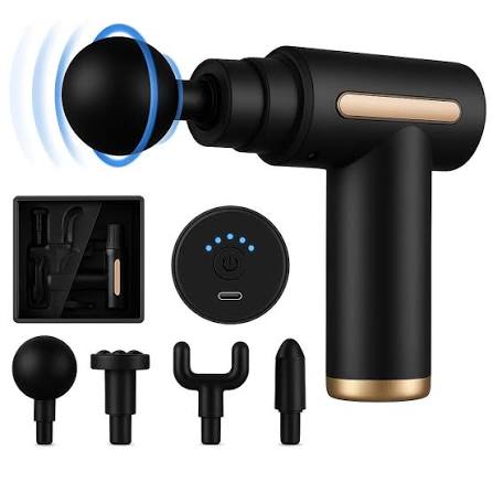 4-in-1 Gun Massager With 5 Speed Modes | Rechargeable Gun Massager Machine For Foot and Neck Massage | Gun Massager Machine - Izhar Online Mart